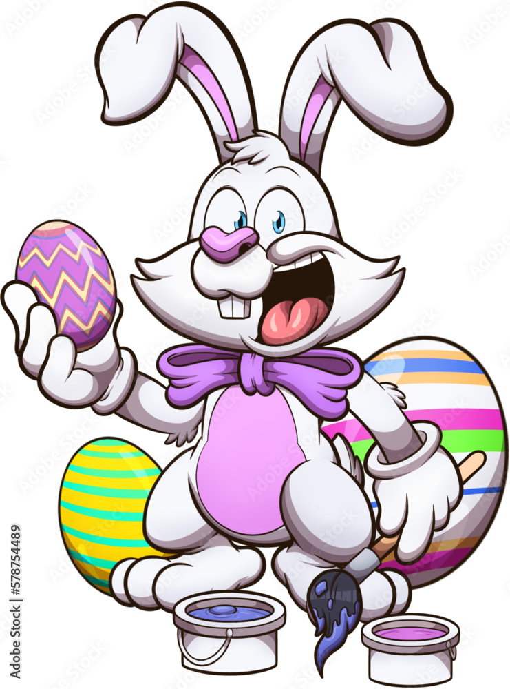Happy Cartoon Easter Bunny. Vector clip art illustration with simple