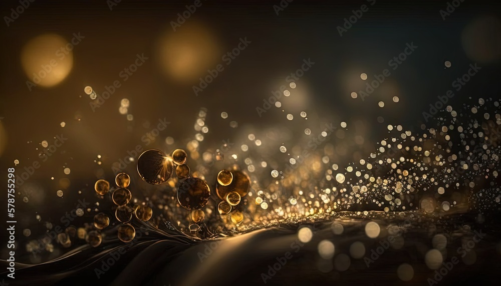 a blurry photo of bubbles floating in the air on a dark background with bokets of light coming from the top of the bubbles. generative ai a blurry photo of bubbles floating in the air on a dark background with bokets of light coming from the top of the bubbles. generative ai