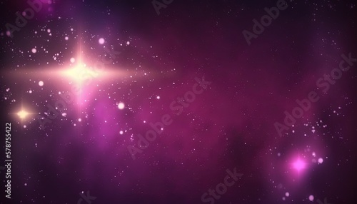  a purple and pink background with stars and dust on it  with a black background and a white star in the center of the image.  generative ai