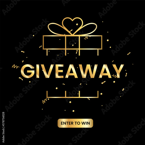 Giveaway social media and banner template with gold and black background