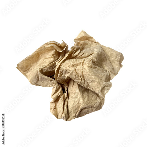 used tissues, brown, isolated on a white background