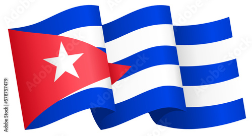 Cuba flag wave isolated on png or transparent background