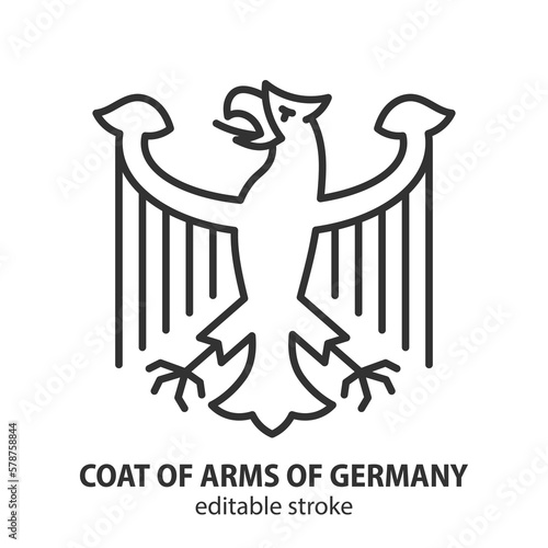 Coats of arms of Germany line icon. Federal eagle vector symbol. Editable stroke.
