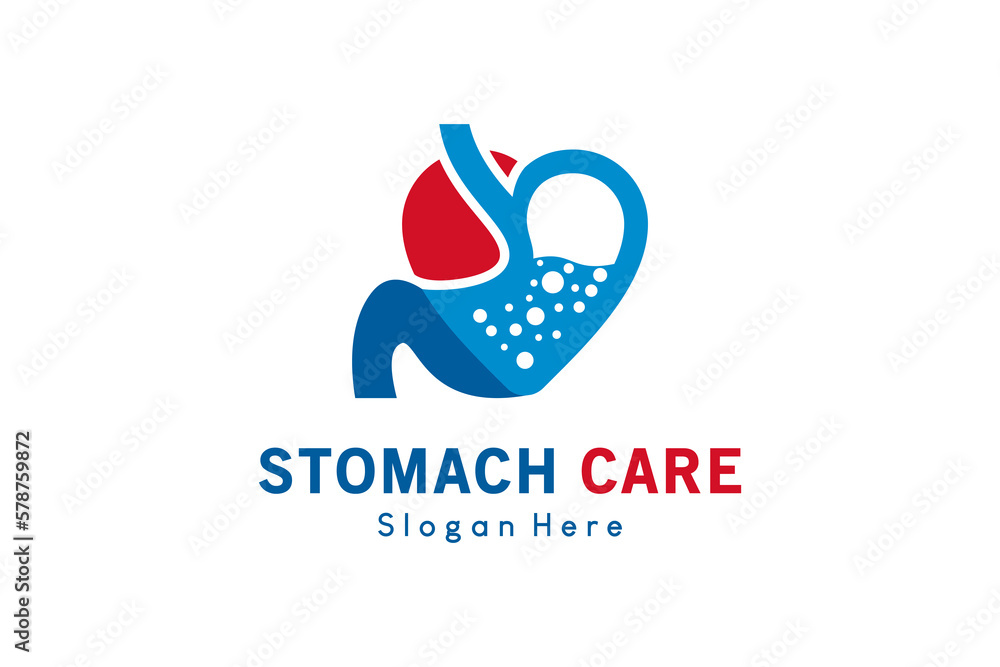 Stomach design combined with a heart icon for the stomach care logo