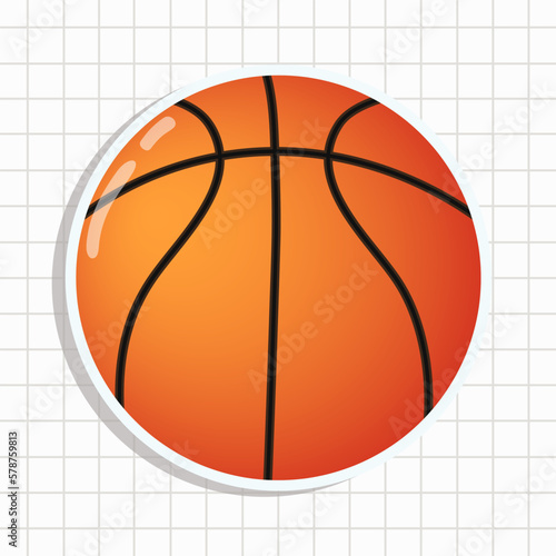 Cute funny basketball sticker.Vector hand drawn cartoon kawaii character illustration icon. Isolated on background. Basketball ball sticker haracter concept