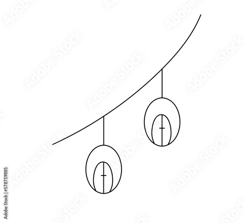 Vector isolated funicular two cabins colorless black and white contour line easy drawing