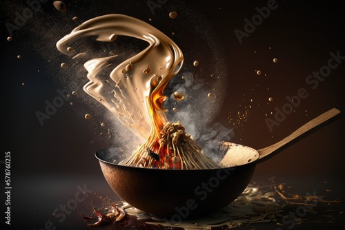 Spattering fine oil droplets from the boiling water in your components ignites the wok s interior. Generative AI