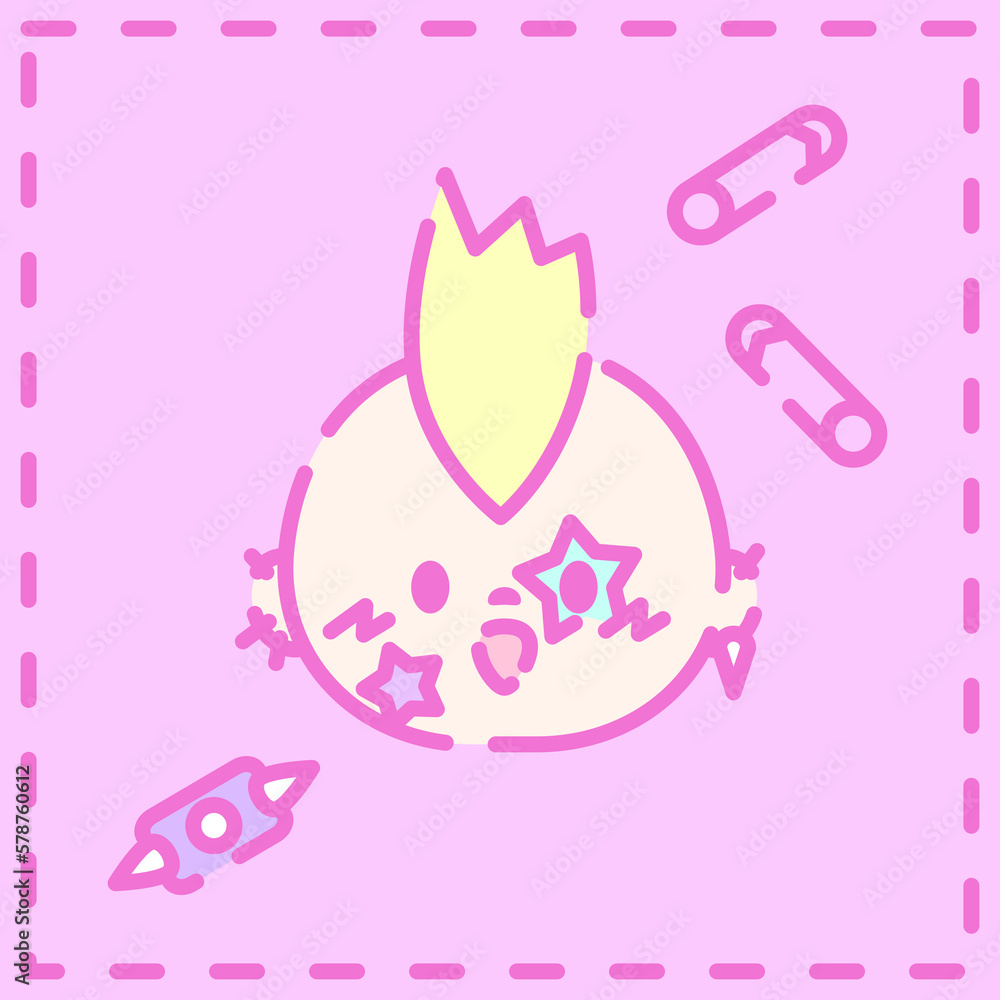 Obraz premium 80sレトロなパンクスキャラクター♪PNG