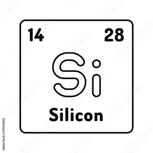 silicon chemical element line icon vector illustration