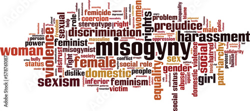Misogyny word cloud concept. Collage made of words about misogyny. Vector illustration photo
