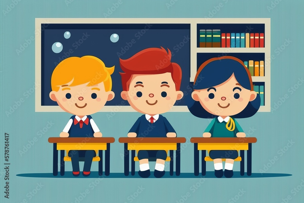 Three students in his classroom Three students in his classroom