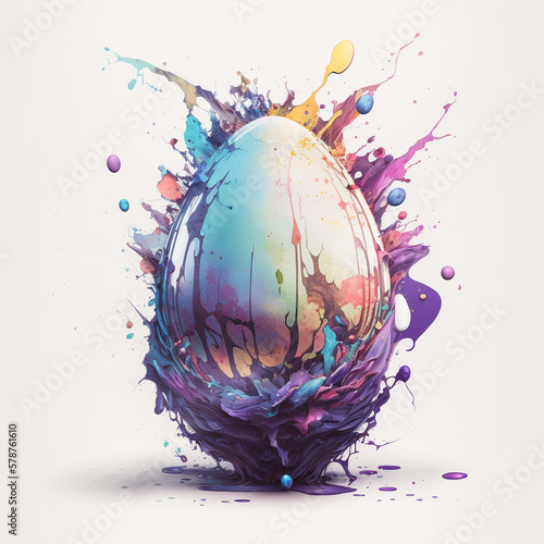 Easter egg color splash. AI generated illustration