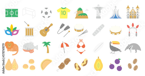 Brazil icon set (Flat fill version)