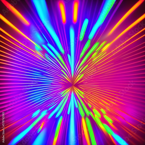 Light effects. Neon glow. Symmetry and reflection. Abstract blurred background. Colorful pattern. Texture. - generative ai