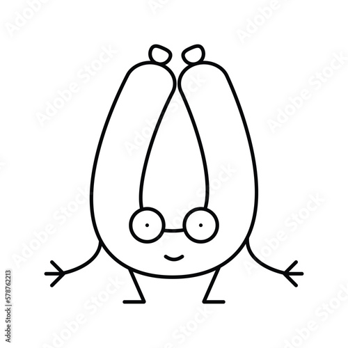 kielbasa meat character line icon vector illustration