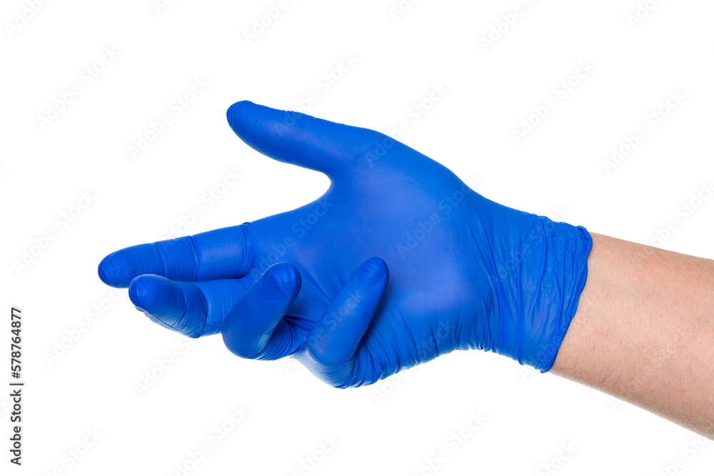 Unrecognizable hand of person in medical glove