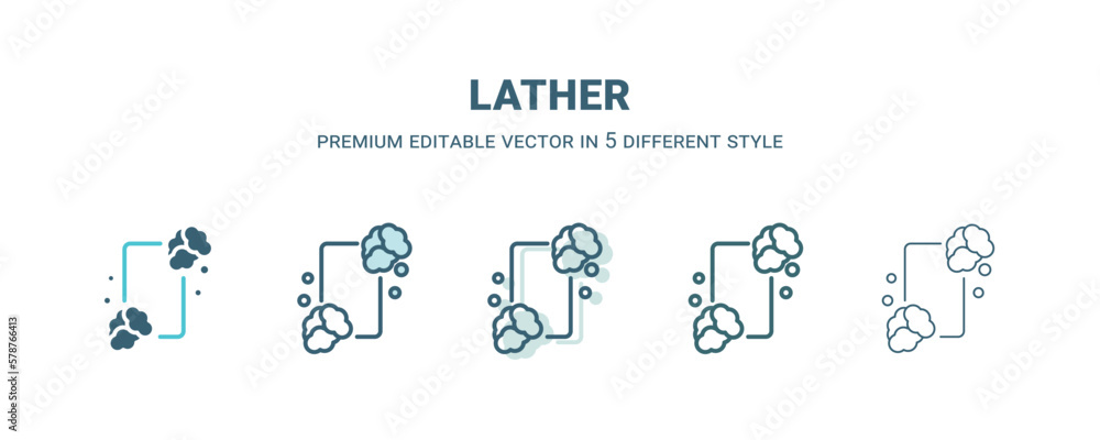 lather icon in 5 different style. Outline, filled, two color, thin lather icon isolated on white background. Editable vector can be used web and mobile lather icon in 5 different style. Outline, filled, two color, thin lather icon isolated on white background. Editable vector can be used web and mobile