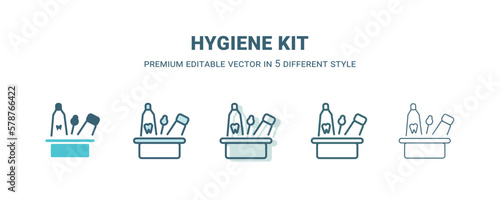 hygiene kit icon in 5 different style. Outline, filled, two color, thin hygiene kit icon isolated on white background. Editable vector can be used web and mobile