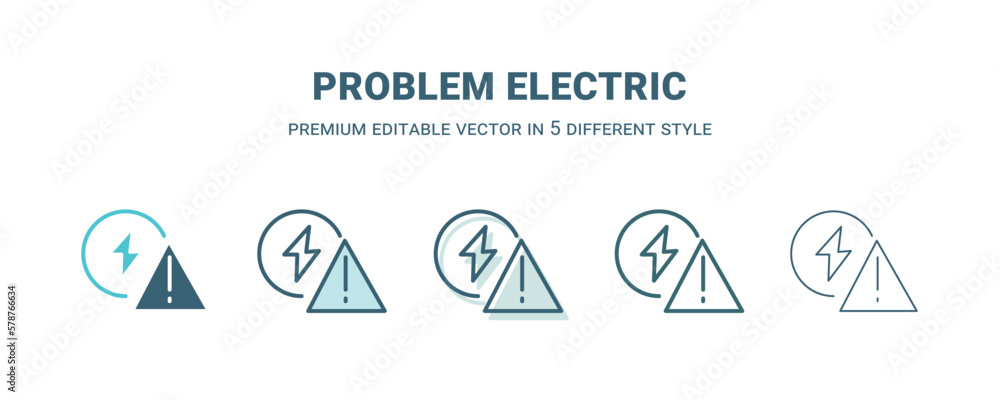 problem electric icon in 5 different style. Outline, filled, two color, thin problem electric icon isolated on white background. Editable vector can be used web and mobile problem electric icon in 5 different style. Outline, filled, two color, thin problem electric icon isolated on white background. Editable vector can be used web and mobile