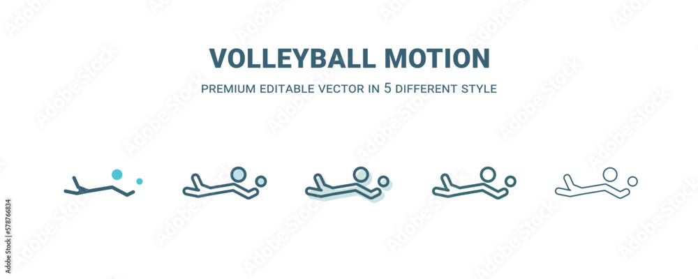 volleyball motion icon in 5 different style. Outline, filled, two color, thin volleyball motion icon isolated on white background. Editable vector can be used web and mobile volleyball motion icon in 5 different style. Outline, filled, two color, thin volleyball motion icon isolated on white background. Editable vector can be used web and mobile