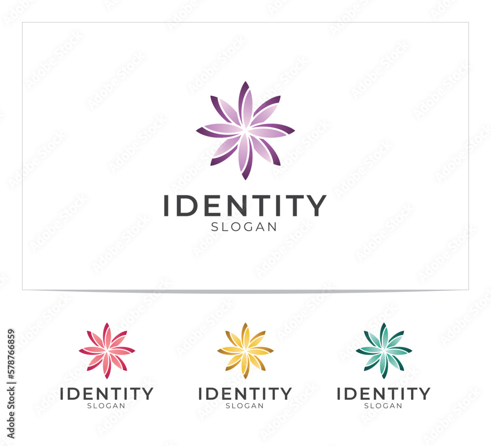 Flower logo design vector, colorful, elegant and luxury style