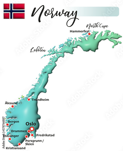 Norwegen, Fläche und Flagge