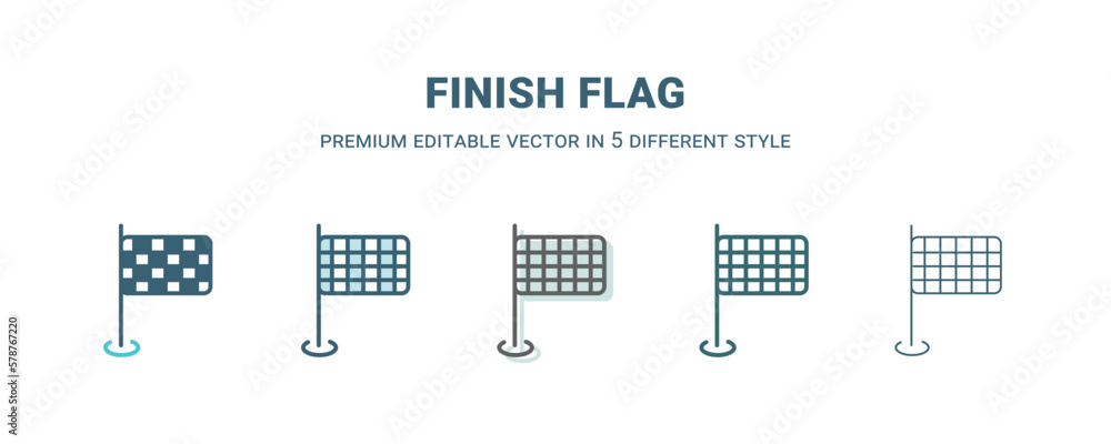 finish flag icon in 5 different style. Outline, filled, two color, thin finish flag icon isolated on white background. Editable vector can be used web and mobile finish flag icon in 5 different style. Outline, filled, two color, thin finish flag icon isolated on white background. Editable vector can be used web and mobile
