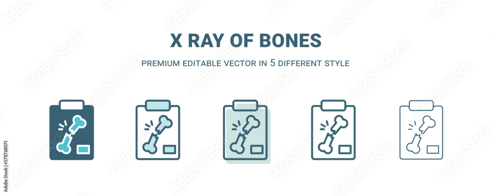 x ray of bones icon in 5 different style. Outline, filled, two color, thin x ray of bones icon isolated on white background. Editable vector can be used web and mobile x ray of bones icon in 5 different style. Outline, filled, two color, thin x ray of bones icon isolated on white background. Editable vector can be used web and mobile