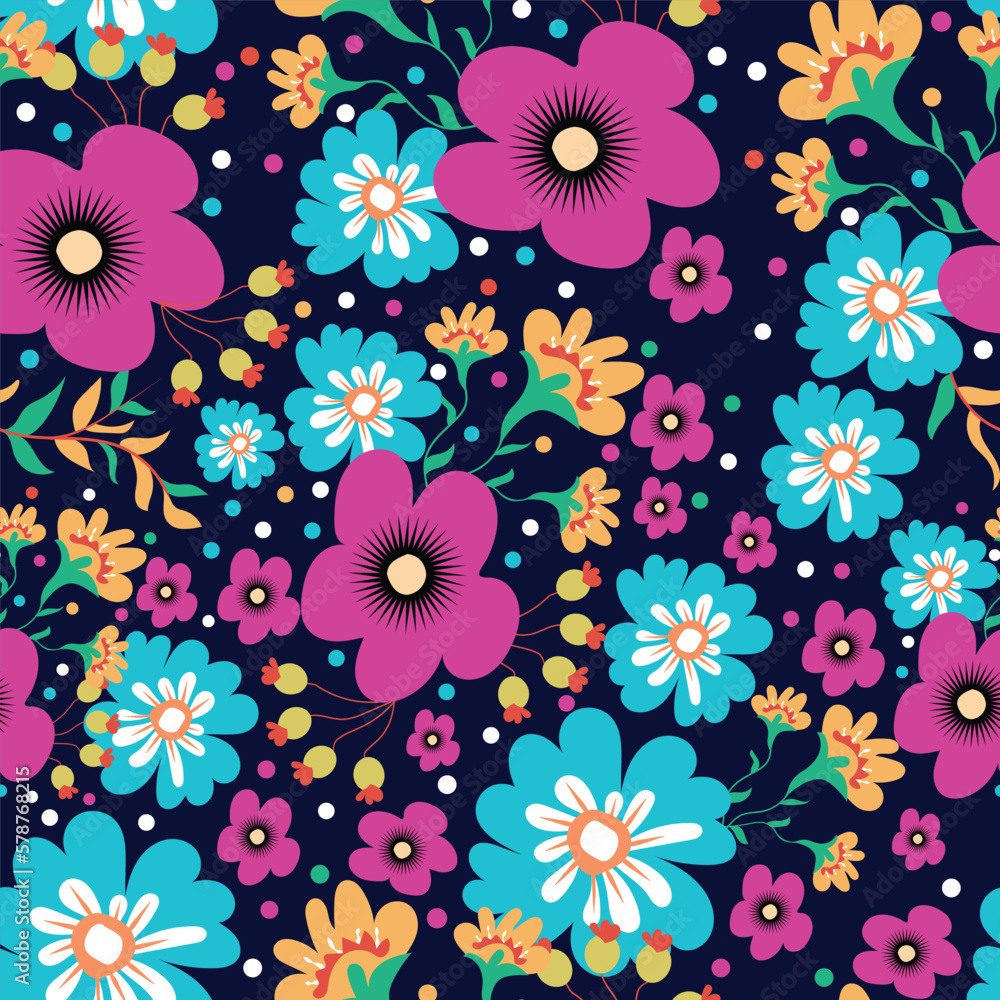 seamless floral pattern background, Colorful, vibrant stylish pattern design for textile and apparel printing,