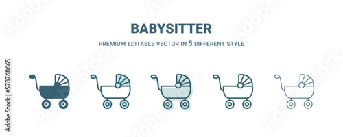 babysitter icon in 5 different style. Outline, filled, two color, thin babysitter icon isolated on white background. Editable vector can be used web and mobile