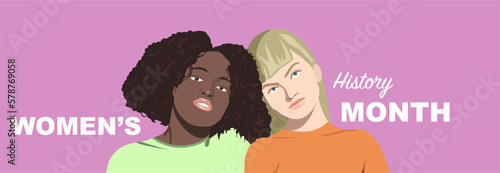 Two women from different racial cultures together. Women's History Month.