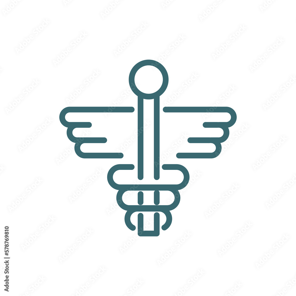 caduceus icon. Thin line caduceus icon from medical and healthcare collection. Outline vector isolated on white background. Editable caduceus symbol can be used web and mobile