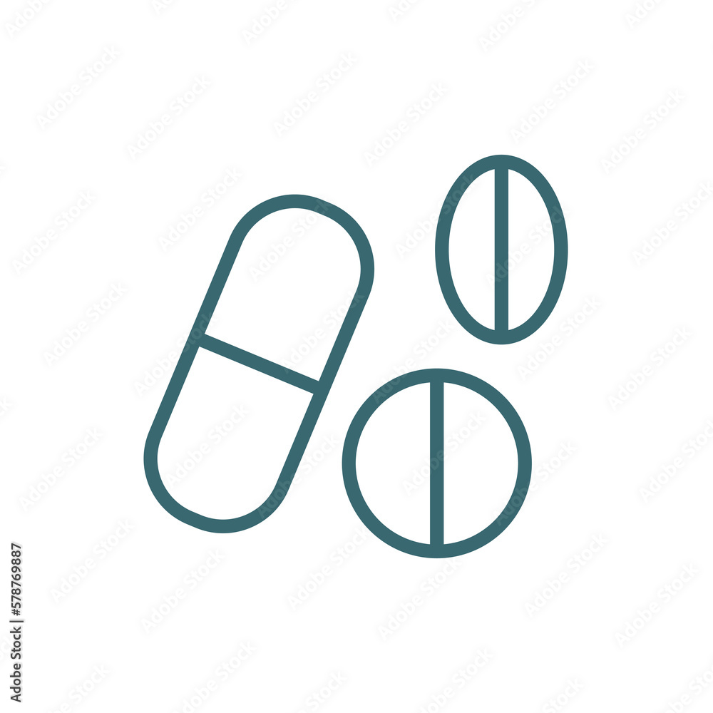 drug pills icon. Thin line drug pills icon from medical and healthcare collection. Outline vector isolated on white background. Editable drug pills symbol can be used web and mobile drug pills icon. Thin line drug pills icon from medical and healthcare collection. Outline vector isolated on white background. Editable drug pills symbol can be used web and mobile