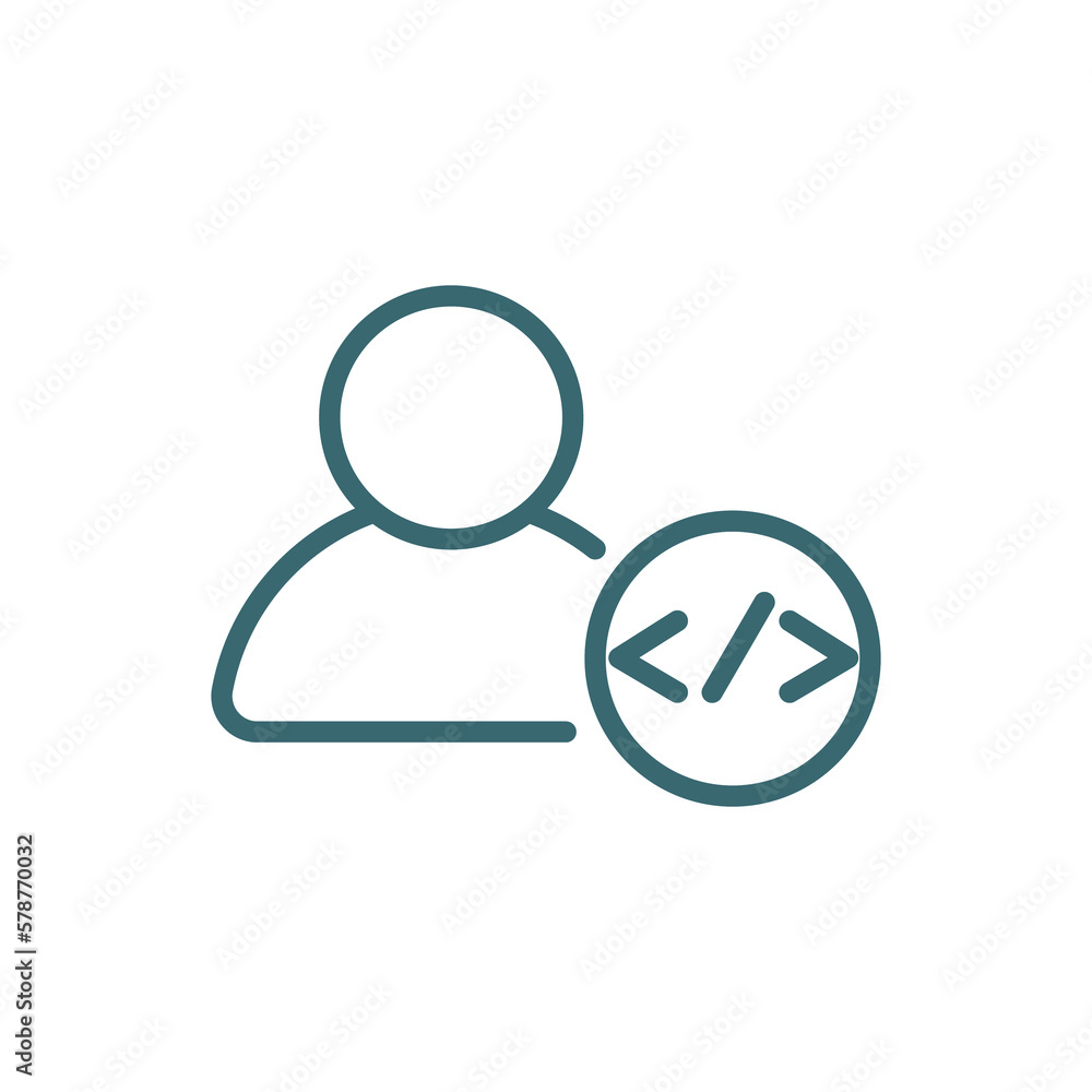 developer icon. Thin line developer icon from information technology collection. Outline vector isolated on white background. Editable developer symbol can be used web and mobile developer icon. Thin line developer icon from information technology collection. Outline vector isolated on white background. Editable developer symbol can be used web and mobile