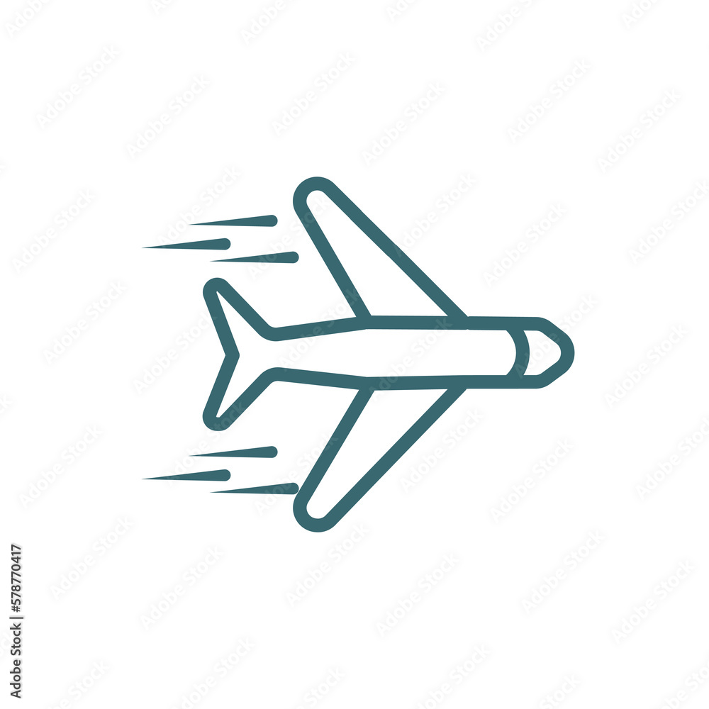 airplane flying icon. Thin line airplane flying icon from transportation collection. Outline vector isolated on white background. Editable airplane flying symbol can be used web and mobile