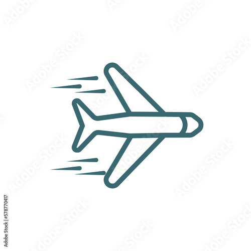 airplane flying icon. Thin line airplane flying icon from transportation collection. Outline vector isolated on white background. Editable airplane flying symbol can be used web and mobile