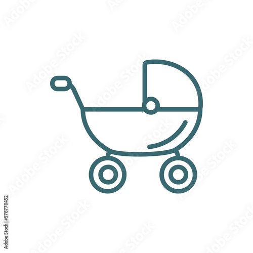 baby trolley icon. Thin line baby trolley icon from transportation collection. Outline vector isolated on white background. Editable baby trolley symbol can be used web and mobile