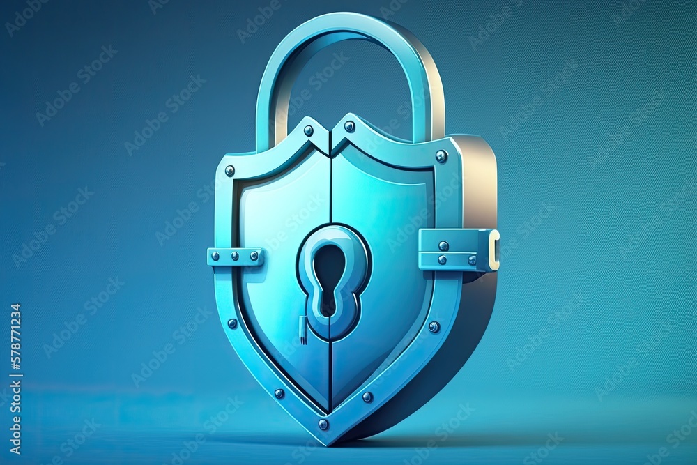 Guarded by a key and a shield, this lock is secure. Internet and
