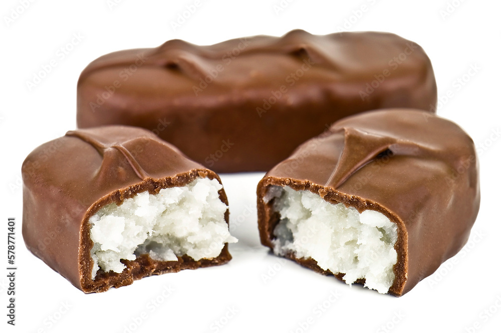 Sweet delicious coconut bars on white background Sweet delicious coconut bars on white background