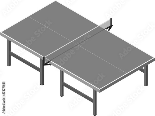 Isometric ping-pong table.Table tennis illustration.