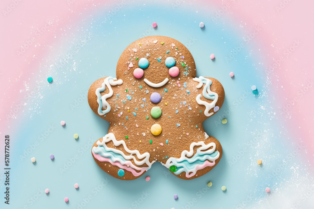 3d trendy christmas shaped cookies with a pastel backdrop made by generative ai 3d trendy christmas shaped cookies with a pastel backdrop made by generative ai