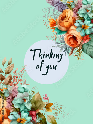 Thinking of you - card. Vector stock illustration eps10.