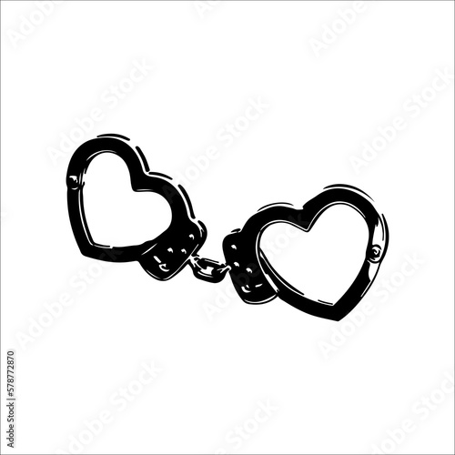 vector illustration of heart shaped handcuffs