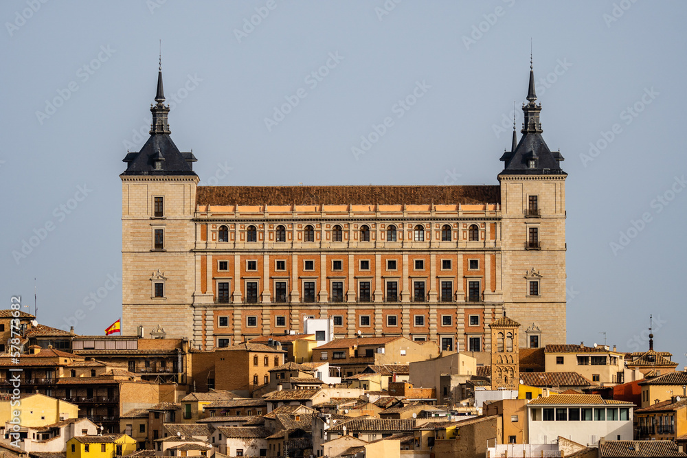 Toledo, Spain. View of Alcazar of Toledo and old town at early morning