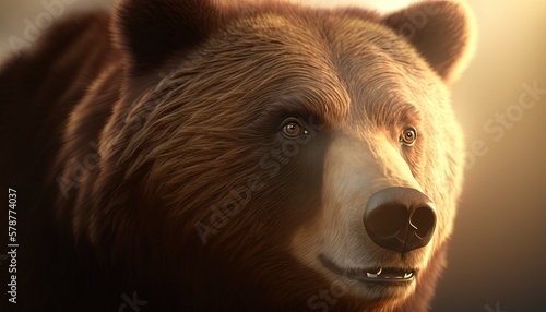  a close up of a brown bear with a blurry background. generative ai