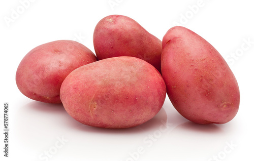Raw red potato vegetables isolated on white background