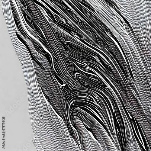 abstract complex drawing black and white line wave , generative art by A.I