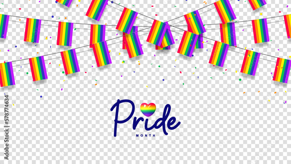 Rainbow garlands and confetti template. Rainbow garlands and colorful