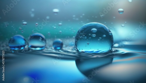 a group of water droplets floating on top of a body of water. generative ai