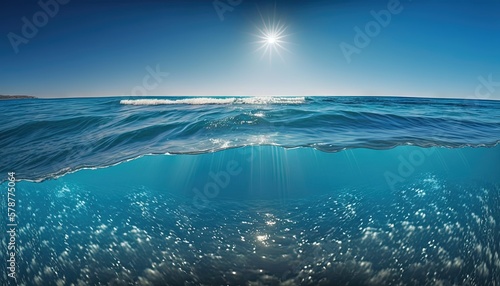  the sun shines brightly over the ocean as it reflects off the water. generative ai